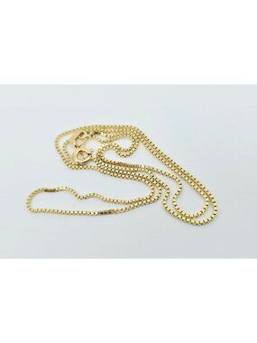 Unique 14K Karat Solid Yellow Gold Designer Box Link Chain Necklace - 17.50" L